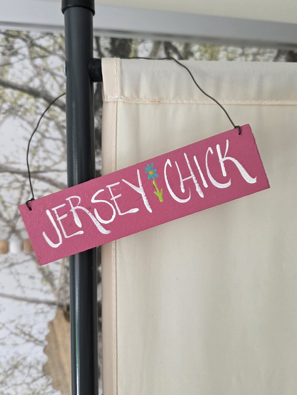 Pink "Jersey Chick" Hanging Sign
